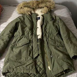 Cute green American eagle parka